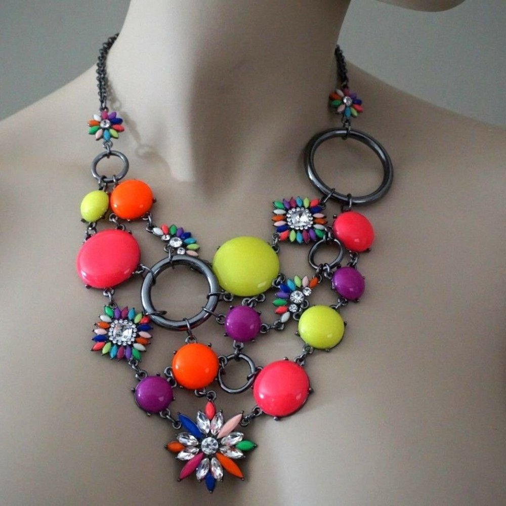 Amrita Singh Austrian Crystal & Pink Multi Color Pioneer Necklace